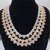 GL Heart Shape Hip Hop Iced Out CZ Baguette Diamond Chain